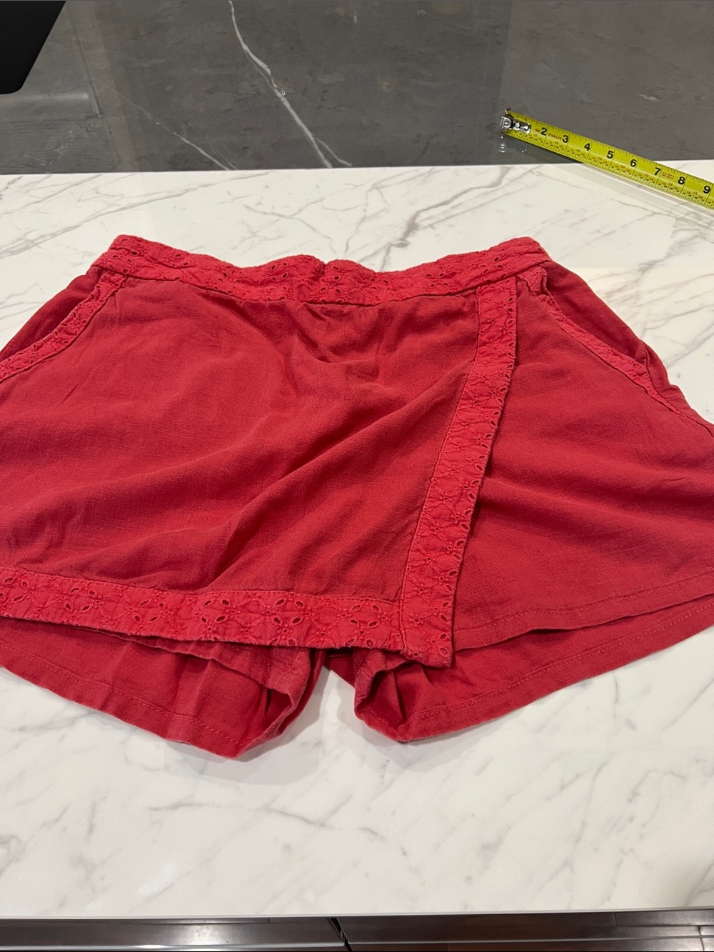Bandolino Red Lace-Trim Wrap Skort